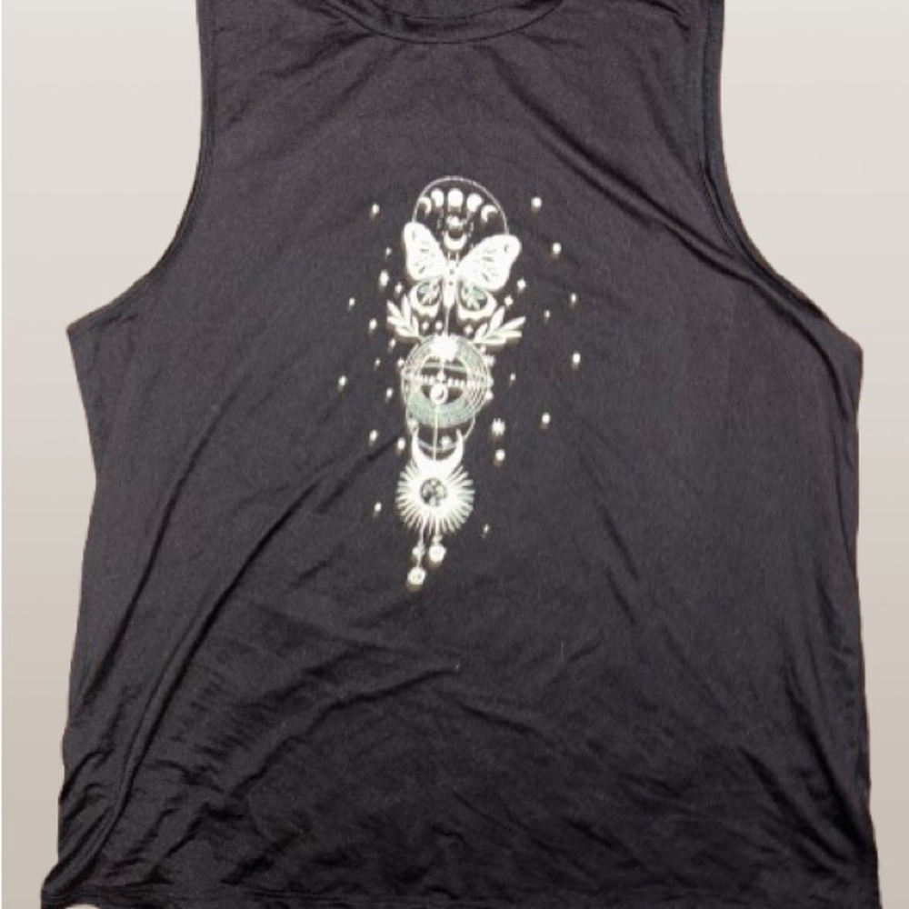 🌙Celestial Butterfly SHEIN Black Graphic Muscle Tee Sleeveless Tank🌙